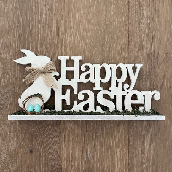 Joann Easter Table Decor Happy Easter Bunny Rabbit Eggs Fireplace Decoration - Picture 1 of 7